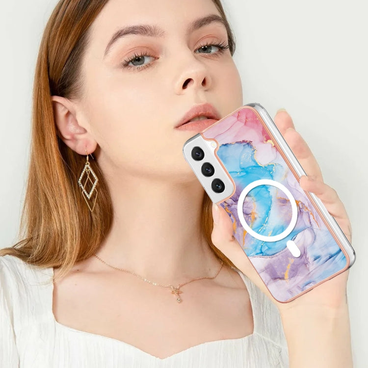 For Samsung Galaxy S23+ 5G Marble Pattern Dual-side IMD Magsafe TPU Phone Case(Blue Marble) - Galaxy S23+ 5G Cases by PMC Jewellery | Online Shopping South Africa | PMC Jewellery