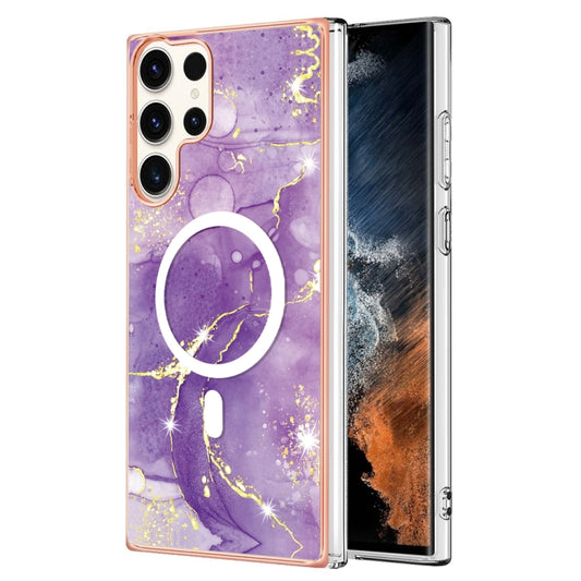 For Samsung Galaxy S23 Ultra 5G Marble Pattern Dual-side IMD Magsafe TPU Phone Case(Purple 002) - Galaxy S23 Ultra 5G Cases by PMC Jewellery | Online Shopping South Africa | PMC Jewellery