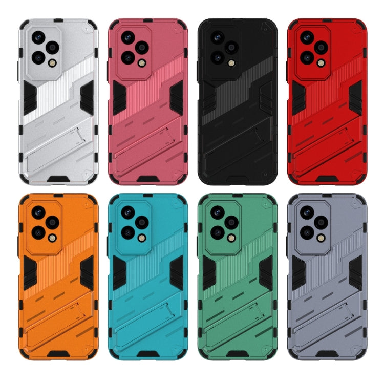 For Honor 200 Lite Global Punk Armor 2 in 1 PC + TPU Phone Case with Holder(Grey) - Honor Cases by PMC TechLife | Online Shopping South Africa | PMC TechLife | Buy Now Pay Later Mobicred