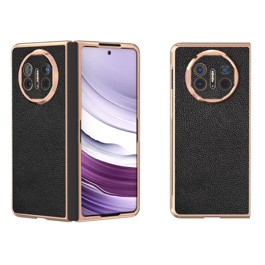 For Huawei Mate X5 Genuine Leather Mino Series Nano Plating Phone Case(Black) - Huawei Cases by PMC Jewellery | Online Shopping South Africa | PMC Jewellery | Buy Now Pay Later Mobicred