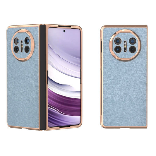 For Huawei Mate X5 Genuine Leather Mino Series Nano Plating Phone Case(Blue) - Huawei Cases by PMC Jewellery | Online Shopping South Africa | PMC Jewellery | Buy Now Pay Later Mobicred