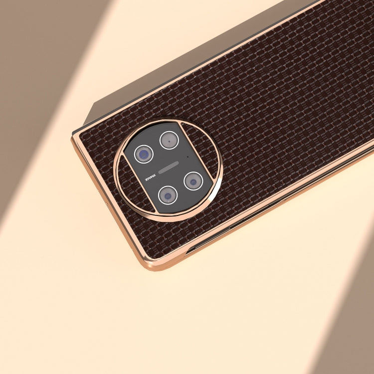 For Huawei Mate X3 Genuine Leather Luxury Series Nano Plating Phone Case(Coffee) - Huawei Cases by PMC TechLife | Online Shopping South Africa | PMC TechLife | Buy Now Pay Later Mobicred