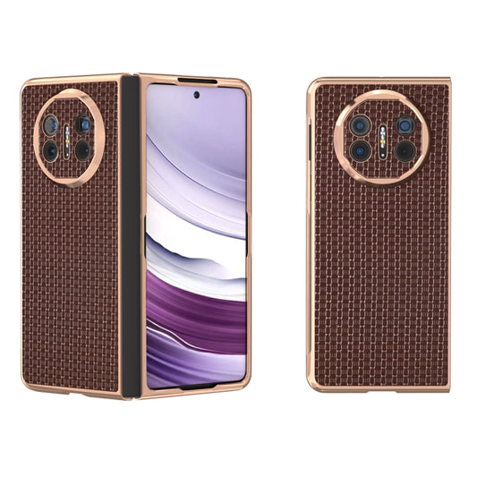 For Huawei Mate X5 Genuine Leather Luxury Series Nano Plating Phone Case(Coffee) - Huawei Cases by PMC Jewellery | Online Shopping South Africa | PMC Jewellery | Buy Now Pay Later Mobicred