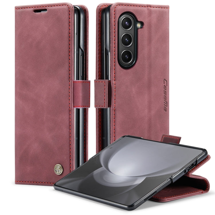 For Samsung Galaxy Z Fold5 CaseMe-013 Multifunctional Retro Frosted Leather Phone Case(Wine Red) - Galaxy Z Fold5 Cases by CaseMe | Online Shopping South Africa | PMC Jewellery | Buy Now Pay Later Mobicred