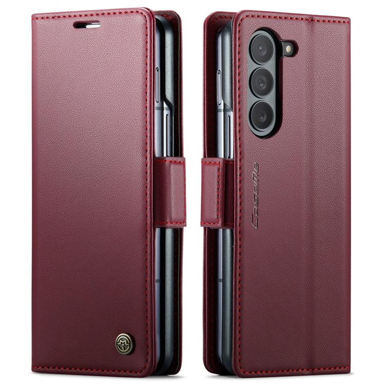 For Samsung Galaxy Z Fold5 CaseMe 023 Butterfly Buckle Litchi Texture RFID Anti-theft Leather Phone Case(Wine Red) - Galaxy Z Fold5 Cases by CaseMe | Online Shopping South Africa | PMC Jewellery