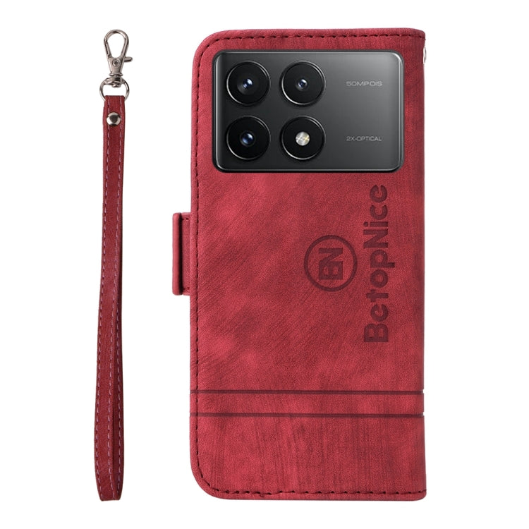 For Xiaomi Redmi K70 / K70 Pro 5G BETOPNICE Dual-side Buckle Leather Phone Case(Red) - K70 Cases by BETOPNICE | Online Shopping South Africa | PMC Jewellery | Buy Now Pay Later Mobicred