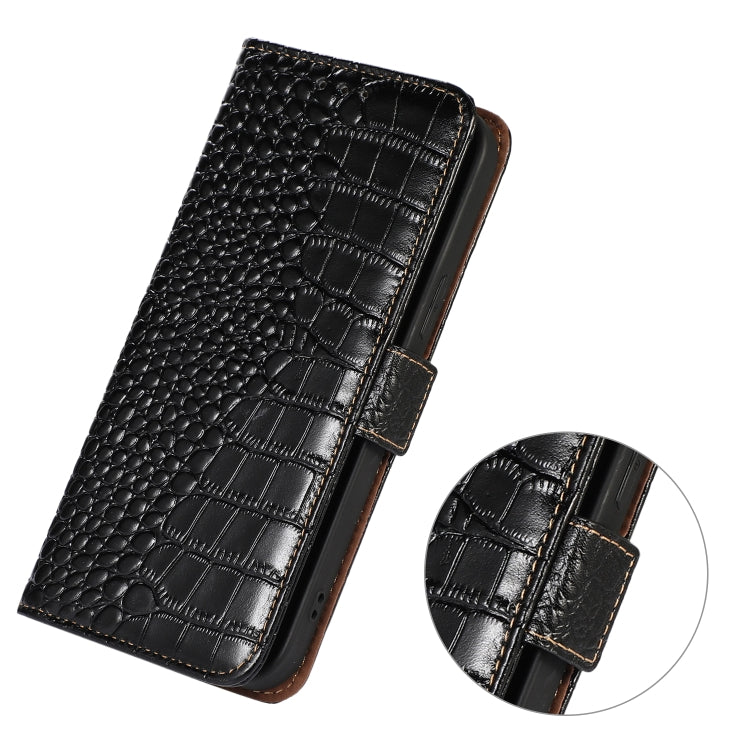 For Honor 100 Crocodile Top Layer Cowhide Leather Phone Case(Black) - Honor Cases by PMC TechLife | Online Shopping South Africa | PMC TechLife | Buy Now Pay Later Mobicred