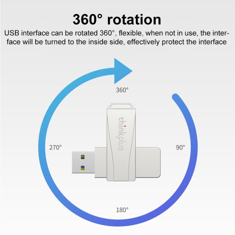 Lenovo Thinkplus USB 3.0 Rotating Flash Drive, Memory:128GB(Silver) - USB Flash Drives by Lenovo | Online Shopping South Africa | PMC Jewellery | Buy Now Pay Later Mobicred