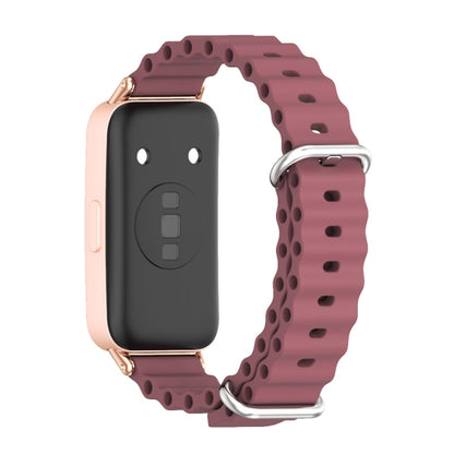 For Huawei Band 8 Mijobs Marine Silicone Breathable Watch Band(Wine Red+Rose Gold) - Watch Bands by MIJOBS | Online Shopping South Africa | PMC Jewellery