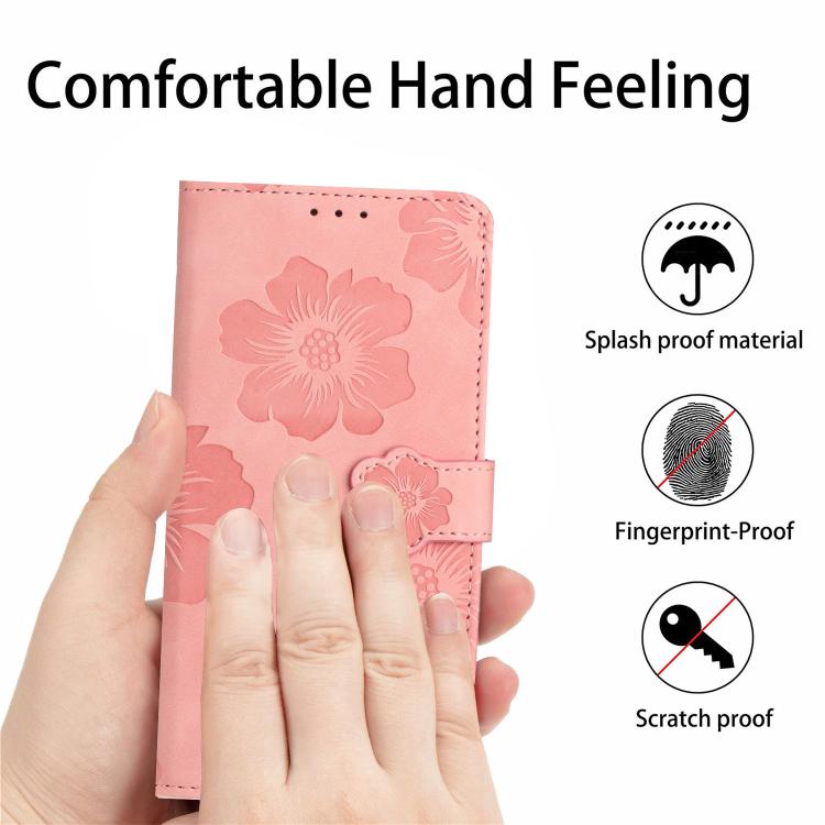 For iPhone 16e Flower Embossing Pattern Leather Phone Case(Pink) - iPhone 16e Cases by PMC TechLife | Online Shopping South Africa | PMC TechLife | Buy Now Pay Later Mobicred