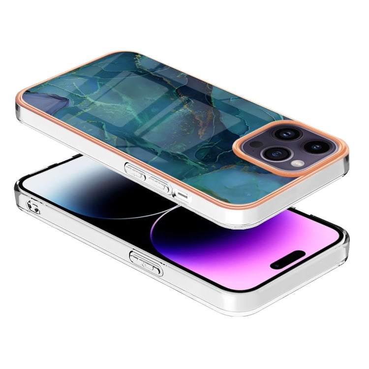 For iPhone 16 Pro Electroplating Marble Dual-side IMD Phone Case(Green 017) - iPhone 16 Pro Cases by PMC TechLife | Online Shopping South Africa | PMC TechLife | Buy Now Pay Later Mobicred