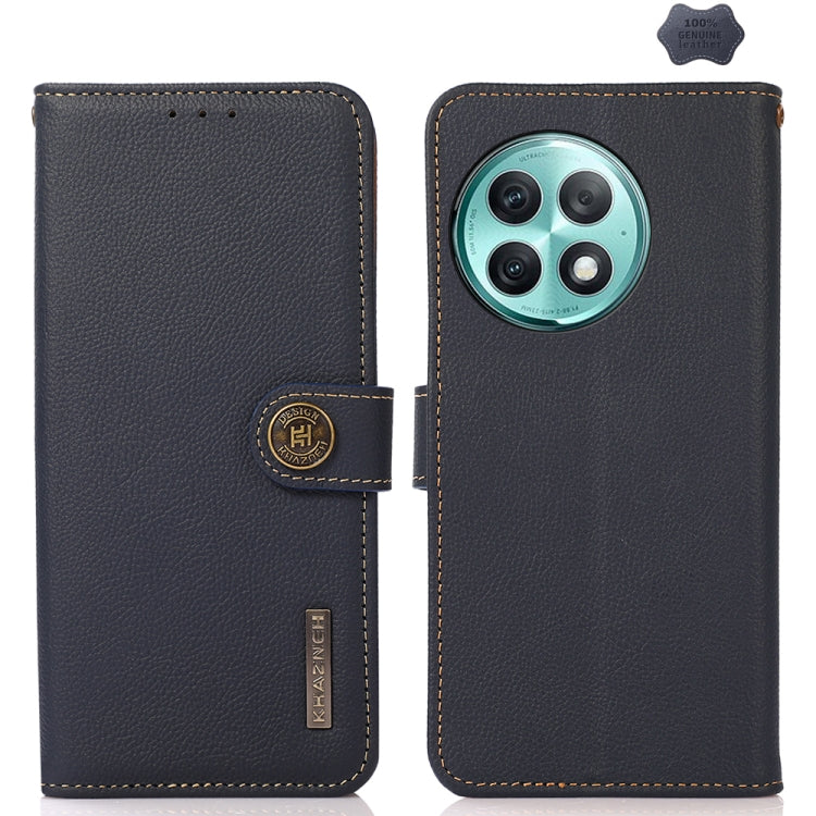 For OnePlus Ace 2 Pro KHAZNEH Custer Genuine Leather RFID Phone Case(Blue) - OnePlus Cases by PMC TechLife | Online Shopping South Africa | PMC TechLife | Buy Now Pay Later Mobicred