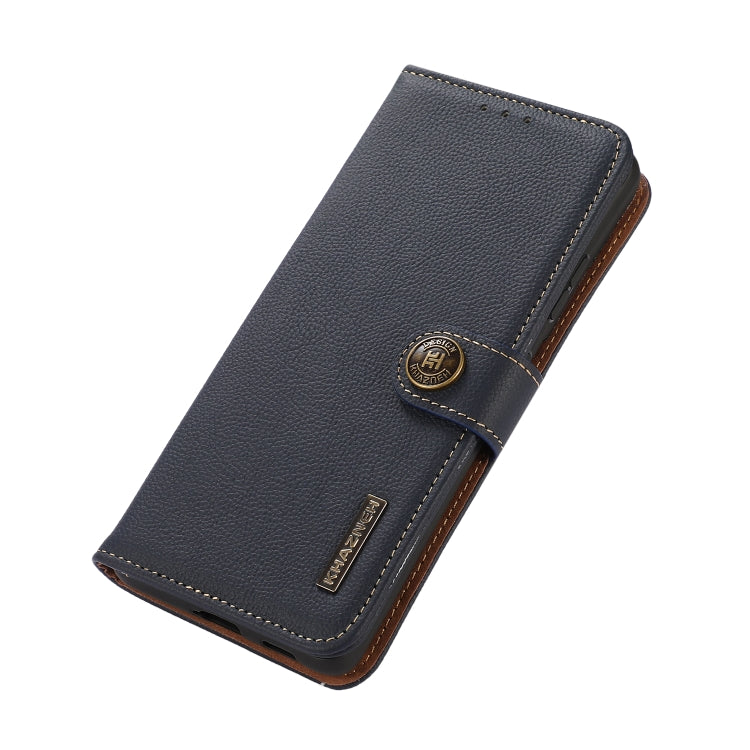 For OnePlus Ace 2 Pro KHAZNEH Custer Genuine Leather RFID Phone Case(Blue) - OnePlus Cases by PMC TechLife | Online Shopping South Africa | PMC TechLife | Buy Now Pay Later Mobicred