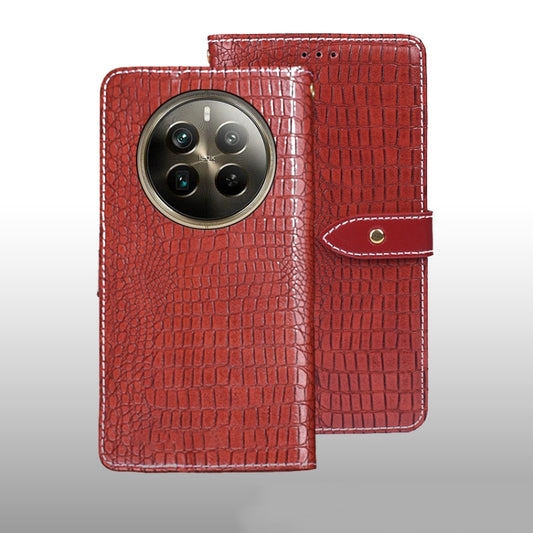 For Realme 12 Pro+ idewei Crocodile Texture Leather Phone Case(Red) - Realme Cases by idewei | Online Shopping South Africa | PMC Jewellery | Buy Now Pay Later Mobicred