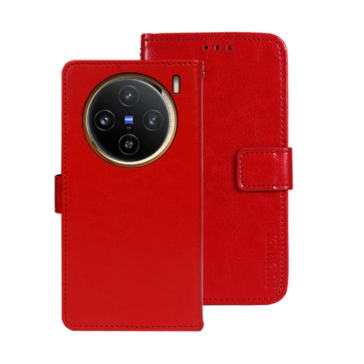 For vivo X100 idewei Crazy Horse Texture Leather Phone Case(Red) - X100 Cases by idewei | Online Shopping South Africa | PMC Jewellery | Buy Now Pay Later Mobicred