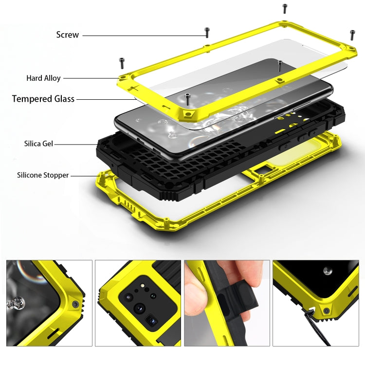 For Samsung Galaxy S20 Ultra R-JUST Waterproof Shockproof Dustproof Metal + Silicone Protective Case(Yellow) - Galaxy Phone Cases by R-JUST | Online Shopping South Africa | PMC Jewellery