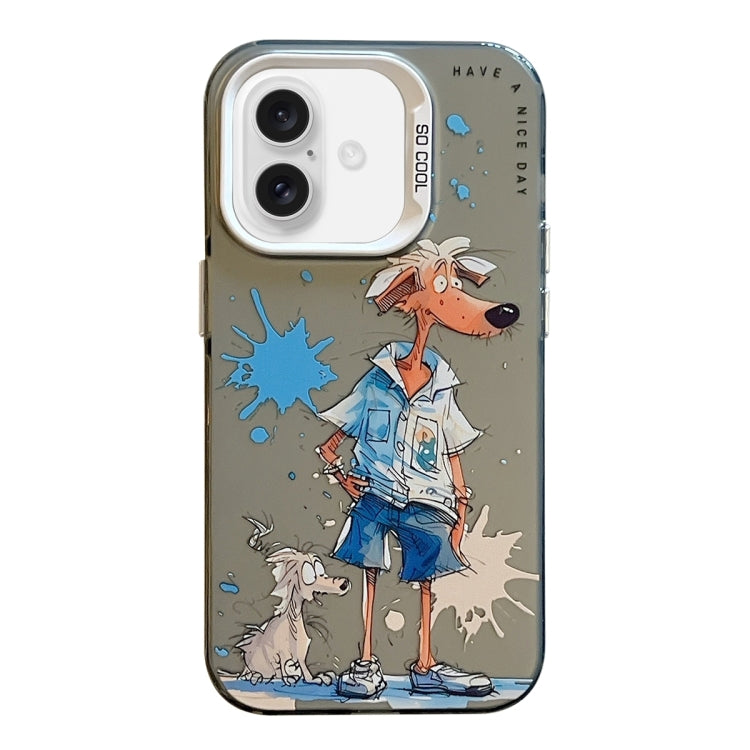 For iPhone 16 Animal Pattern Oil Painting Series PC + TPU Phone Case(Wolf) - iPhone 16 Cases by PMC TechLife | Online Shopping South Africa | PMC TechLife | Buy Now Pay Later Mobicred