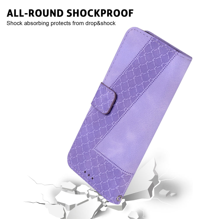 For iPhone 16e Seven-shaped Embossed Leather Phone Case(Purple) - iPhone 16e Cases by PMC TechLife | Online Shopping South Africa | PMC TechLife | Buy Now Pay Later Mobicred