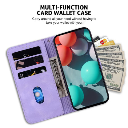 For iPhone 16 Plus Seven-shaped Embossed Leather Phone Case(Purple) - iPhone 16 Plus Cases by PMC Jewellery | Online Shopping South Africa | PMC Jewellery | Buy Now Pay Later Mobicred