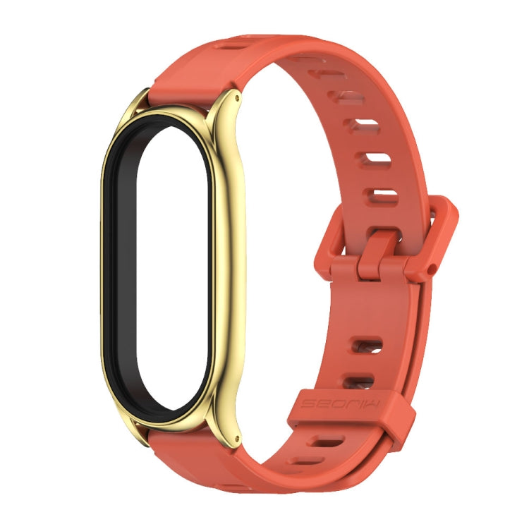 For Xiaomi Mi Band 8 Mijobs Plus Case Flat Hole Silicone Watch Band(Orange Gold) - free shipping - PMc TechLife - Order now!