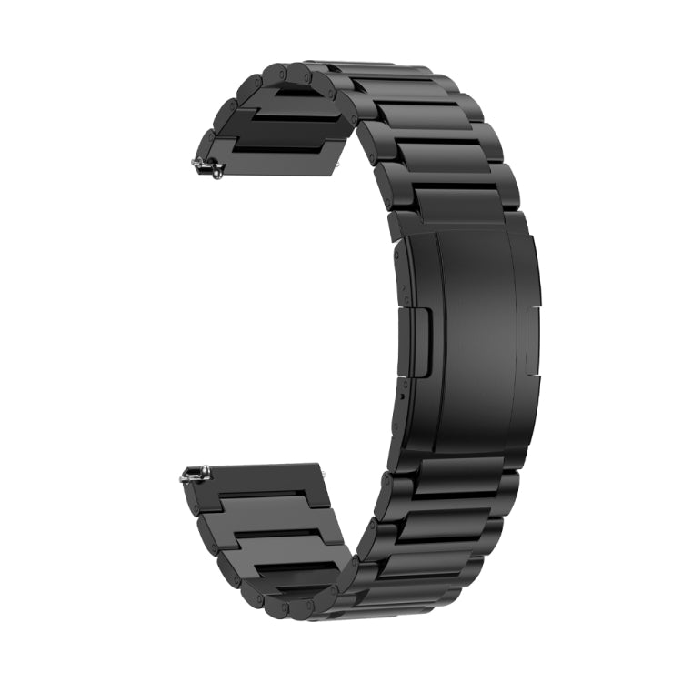 22mm Three Strains Vertical Riser Turtle Buckle Titanium Metal Watch Band(Black) - Watch Bands by PMC TechLife | Online Shopping South Africa | PMC TechLife