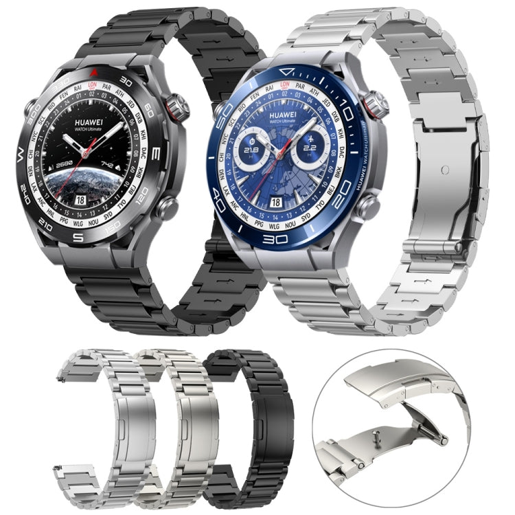 22mm Three Strains Vertical Riser Turtle Buckle Titanium Metal Watch Band(Black) - Watch Bands by PMC TechLife | Online Shopping South Africa | PMC TechLife