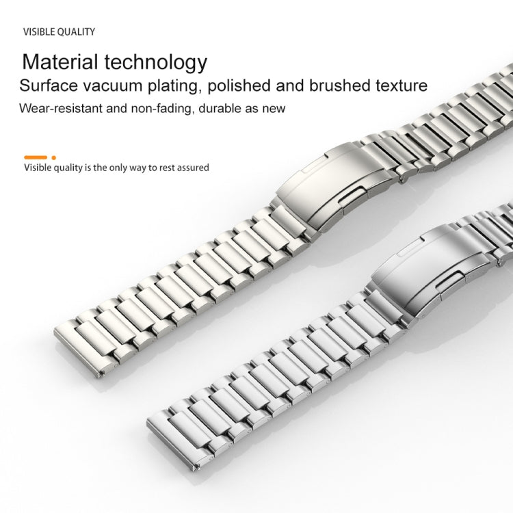 22mm Three Strains Vertical Riser Turtle Buckle Titanium Metal Watch Band(Silver) - Watch Bands by PMC Jewellery | Online Shopping South Africa | PMC Jewellery