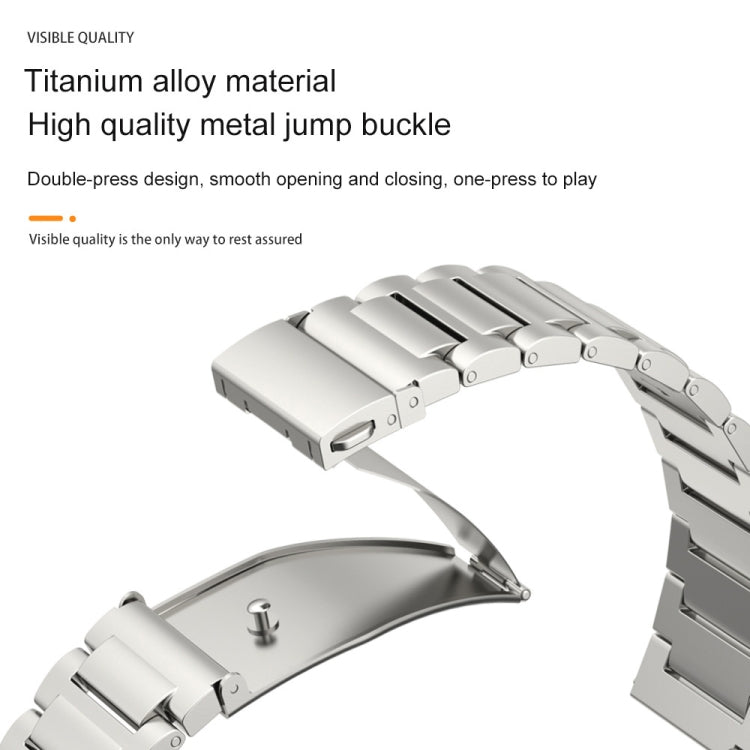 22mm Three Strains Jump Buckle Titanium Metal Watch Band(Black) - Watch Bands by PMC TechLife | Online Shopping South Africa | PMC TechLife