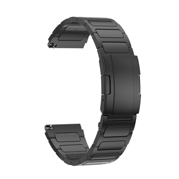 22mm Three Strains Uplift Turtle Buckle Titanium Metal Watch Band(Black) - Watch Bands by PMC Jewellery | Online Shopping South Africa | PMC Jewellery