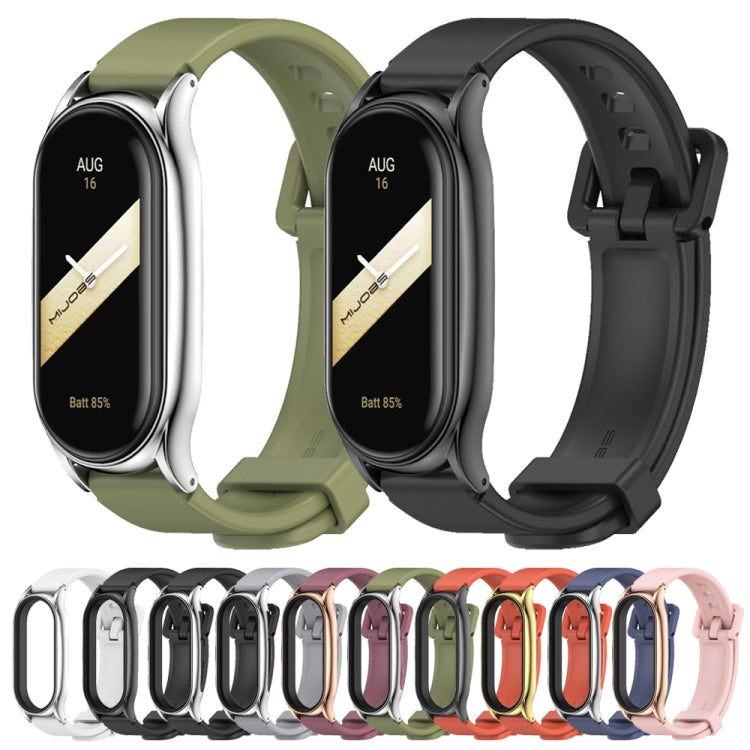 For Xiaomi Mi Band 8 Mijobs Plus Case Silicone Watch Band(Black Silver) - Watch Bands by MIJOBS | Online Shopping South Africa | PMC Jewellery