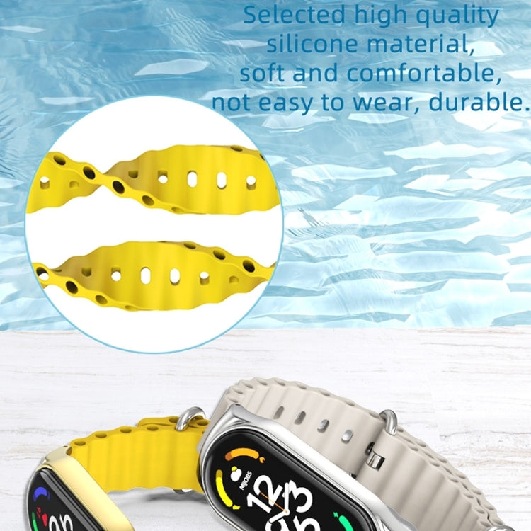 For Xiaomi Mi Band 8 Mijobs CS Case Marine Silicone Breathable Watch Band(Yellow Silver) - free shipping - PMc TechLife - Order now!