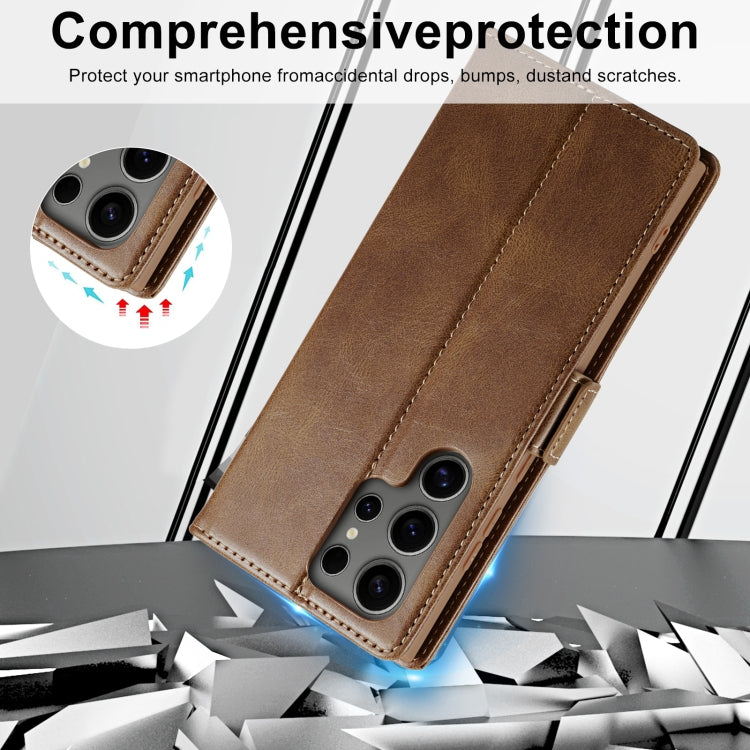 For Samsung Galaxy S24 Ultra LC.IMEEKE RFID Anti-theft Leather Phone Case(Brown) - Galaxy S24 Ultra 5G Cases by LC.IMEEKE | Online Shopping South Africa | PMC Jewellery | Buy Now Pay Later Mobicred