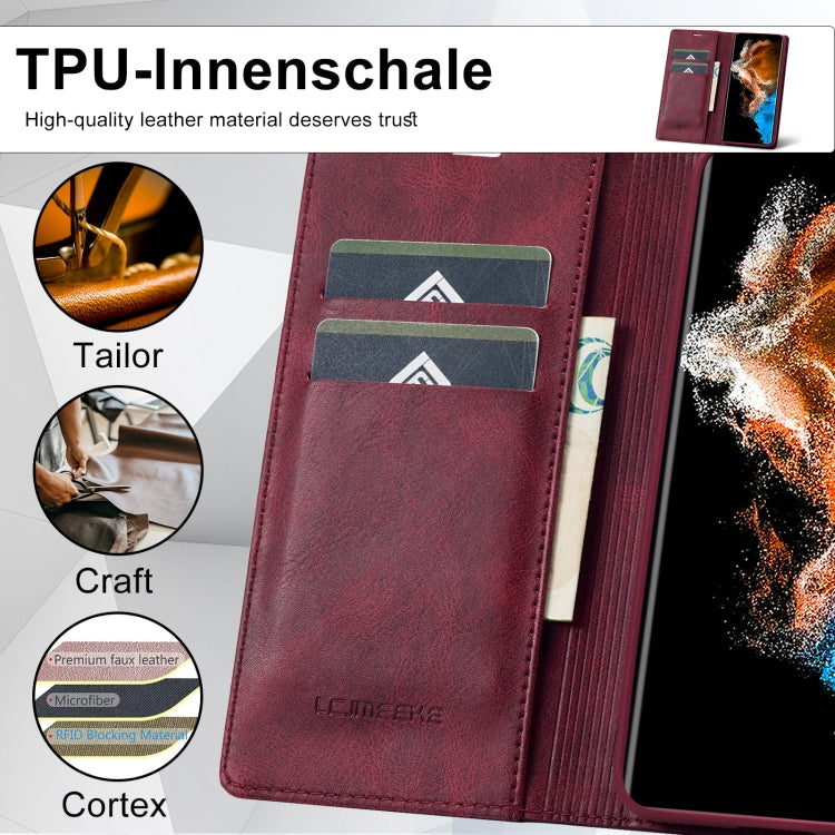 For Samsung Galaxy S24+ LC.IMEEKE RFID Anti-theft Leather Phone Case(Red) - free shipping - PMC Jewellery - Order now!