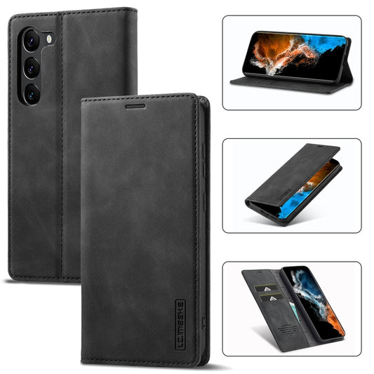 For Samsung Galaxy S24+ 5G LC.IMEEKE Strong Magnetism Microfiber Leather Phone Case(Black) - Galaxy S24+ 5G Cases by LC.IMEEKE | Online Shopping South Africa | PMC Jewellery | Buy Now Pay Later Mobicred