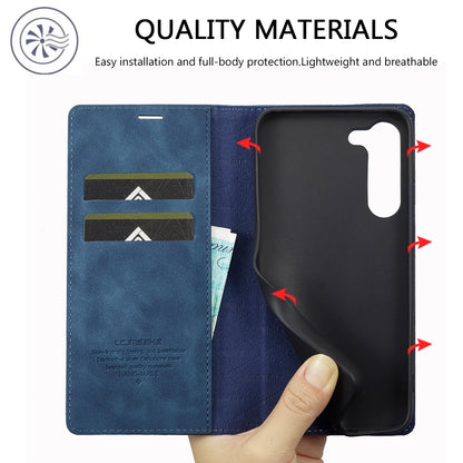 For Samsung Galaxy S24+ 5G LC.IMEEKE Strong Magnetism Microfiber Leather Phone Case(Blue) - Galaxy S24+ 5G Cases by LC.IMEEKE | Online Shopping South Africa | PMC Jewellery | Buy Now Pay Later Mobicred