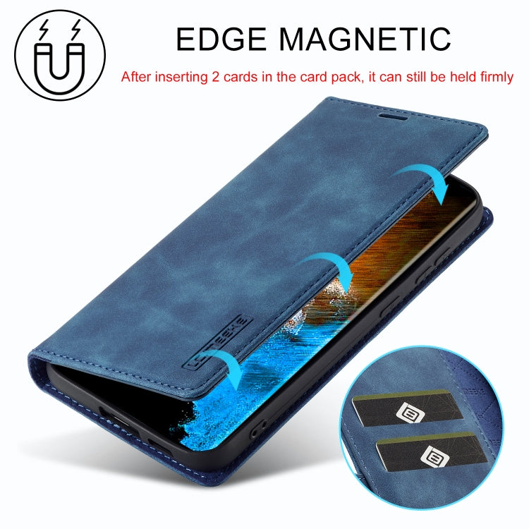 For Samsung Galaxy S24 5G LC.IMEEKE Strong Magnetism Microfiber Leather Phone Case(Blue) - Galaxy S24 5G Cases by LC.IMEEKE | Online Shopping South Africa | PMC Jewellery | Buy Now Pay Later Mobicred