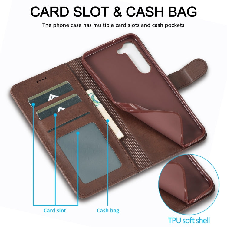 For Samsung Galaxy S24 5G LC.IMEEKE Calf Texture Leather Phone Case(Coffee) - Galaxy S24 5G Cases by LC.IMEEKE | Online Shopping South Africa | PMC Jewellery | Buy Now Pay Later Mobicred