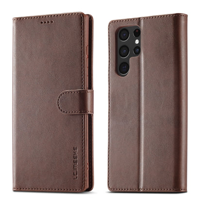 For Samsung Galaxy S24 Ultra 5G LC.IMEEKE Calf Texture Leather Phone Case(Coffee) - Galaxy S24 Ultra 5G Cases by LC.IMEEKE | Online Shopping South Africa | PMC Jewellery | Buy Now Pay Later Mobicred