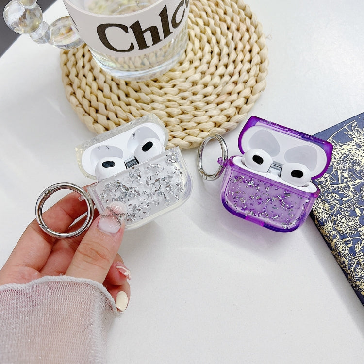 For AirPods Pro 2 Silver Foil Epoxy Bluetooth Earphone Protective Case(Purple) - For AirPods Pro 2 by PMC Jewellery | Online Shopping South Africa | PMC Jewellery | Buy Now Pay Later Mobicred