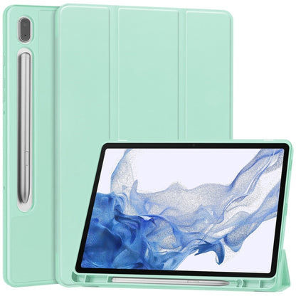 For Samsung Galaxy Tab S9 3-Fold Pure Color TPU Smart Leather Tablet Case with Pen Slot(Mint Green) - Galaxy Tab S9 Cases by PMC Jewellery | Online Shopping South Africa | PMC Jewellery | Buy Now Pay Later Mobicred