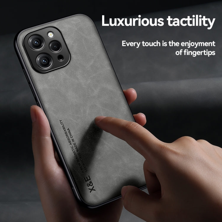For Xiaomi Redmi K70E Skin Feel Magnetic Leather Back Phone Case(Dark Grey) - K70E Cases by PMC TechLife | Online Shopping South Africa | PMC TechLife | Buy Now Pay Later Mobicred