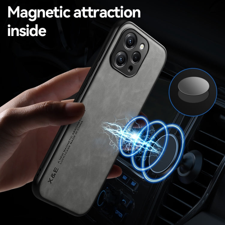 For Xiaomi Redmi Note 13 5G Skin Feel Magnetic Leather Back Phone Case(Dark Grey) - Note 13 Cases by PMC TechLife | Online Shopping South Africa | PMC TechLife
