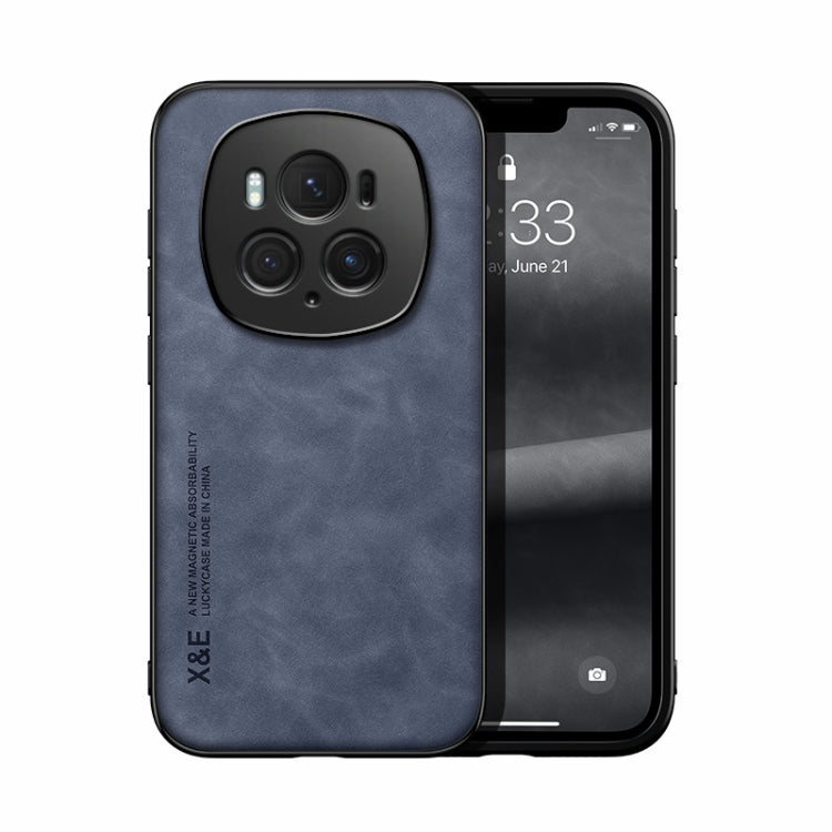 For Honor Magic6 Pro Skin Feel Magnetic Leather Back Phone Case(Blue) - Honor Cases by PMC TechLife | Online Shopping South Africa | PMC TechLife | Buy Now Pay Later Mobicred