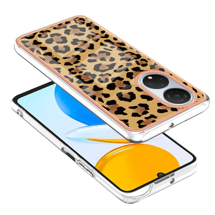 For Honor X7 Electroplating Marble Dual-side IMD Phone Case(Leopard Print) - Honor Cases by PMC TechLife | Online Shopping South Africa | PMC TechLife | Buy Now Pay Later Mobicred