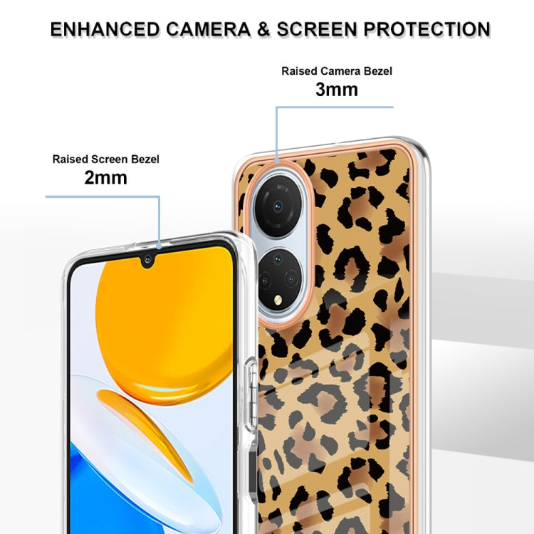 For Honor X7 Electroplating Marble Dual-side IMD Phone Case(Leopard Print) - Honor Cases by PMC TechLife | Online Shopping South Africa | PMC TechLife | Buy Now Pay Later Mobicred