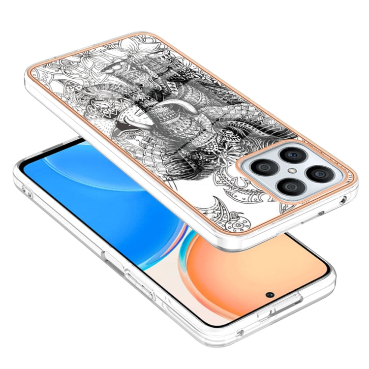 For Honor X8 4G Electroplating Marble Dual-side IMD Phone Case(Totem Elephant) - Honor Cases by PMC TechLife | Online Shopping South Africa | PMC TechLife | Buy Now Pay Later Mobicred