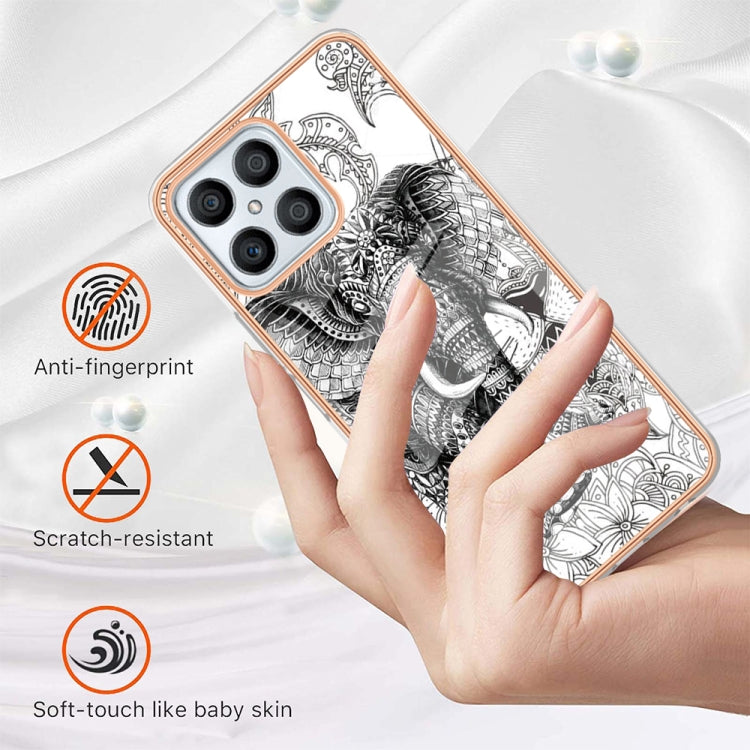 For Honor X8 4G Electroplating Marble Dual-side IMD Phone Case(Totem Elephant) - Honor Cases by PMC TechLife | Online Shopping South Africa | PMC TechLife | Buy Now Pay Later Mobicred