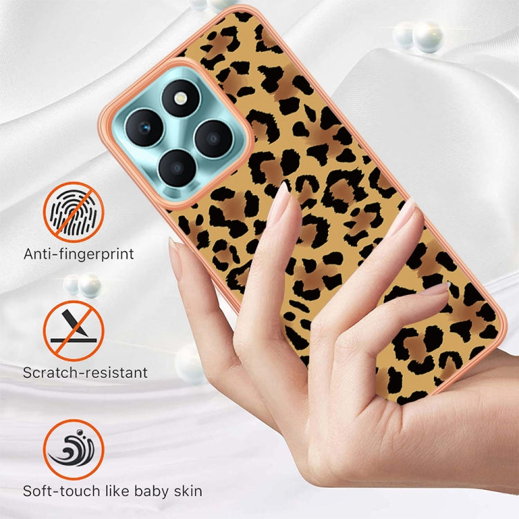 For Honor X6a Electroplating Marble Dual-side IMD Phone Case(Leopard Print) - Honor Cases by PMC TechLife | Online Shopping South Africa | PMC TechLife | Buy Now Pay Later Mobicred