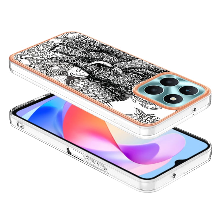 For Honor X6a Electroplating Marble Dual-side IMD Phone Case(Totem Elephant) - Honor Cases by PMC TechLife | Online Shopping South Africa | PMC TechLife | Buy Now Pay Later Mobicred