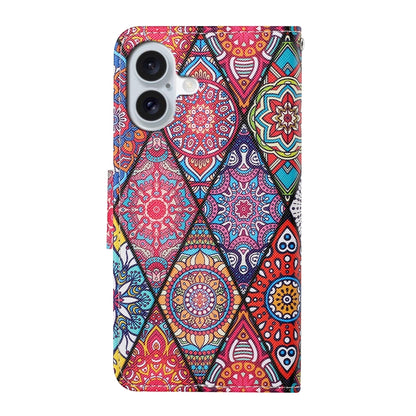 For iPhone 16 3D Colored Drawing Flip Leather Phone Case(Rhombus Totem) - iPhone 16 Cases by PMC Jewellery | Online Shopping South Africa | PMC Jewellery | Buy Now Pay Later Mobicred